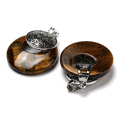 Natural Tiger Eye Pendants KK-F751-M-A09-1