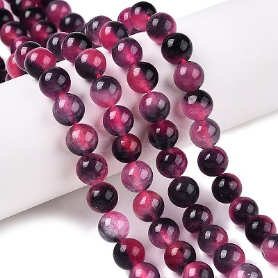 Dyed Natural White Jade Beads Strands G-T138-8mm-210-15-1