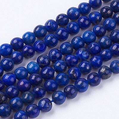 Dyed Natural Lapis Lazuli Bead Strands G-R173-6mm-01-1