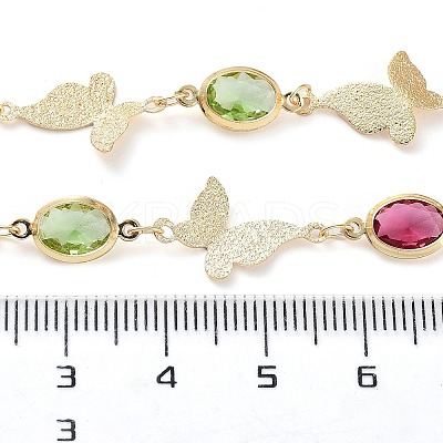 Handmade Brass Oval & Butterfly Link Chains KK-F871-59G-1