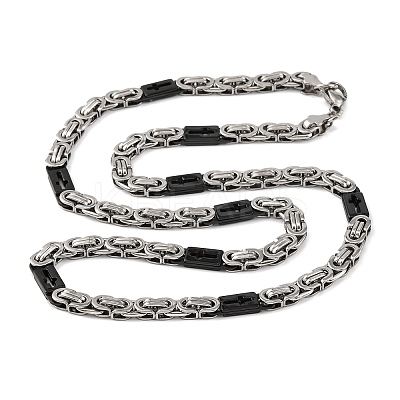 201 Stainless Steel Cross Byzantine Chain Necklace NJEW-F222-38EBP-07-1