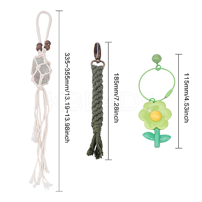 3Pcs 3 Style Cotton Braided Pendant Decorations HJEW-CA0001-40-1