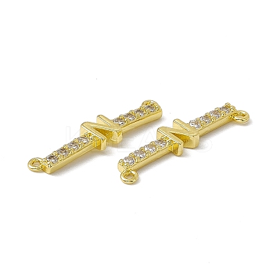 Rack Plating Brass Micro Pave Clear Cubic Zirconia Connector Charms KK-C007-37G-N-1