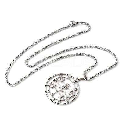 201 Stainless Steel Hollow Cut Demon Seal Sigil Pendant Necklaces LS-NJEW-H065-25P-1