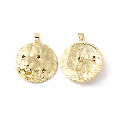 Rack Plating Brass Micro Pave Cubic Zirconia Pendants KK-F852-10G-1