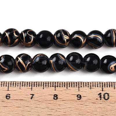 Baking Paint Glass Beads Strands DGLA-N010-8mm-10-1