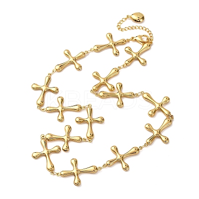 304 Stainless Steel Cross Link Chain Necklaces for Women NJEW-G178-03G-02-1
