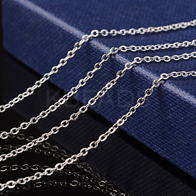 Nickel Free Silver Color Plated Brass Chain Necklaces X-SW028-S-1