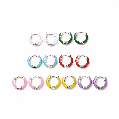 Enamel Hoop Earrings EJEW-G344-02P-1
