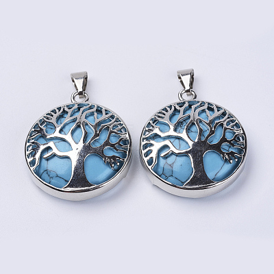 Dyed Synthetic Turquoise Pendants G-P350-D02-1