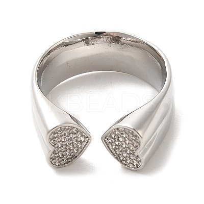 Brass Micro Pave Cubic Zirconia Open Cuff Rings RJEW-P098-13P-1