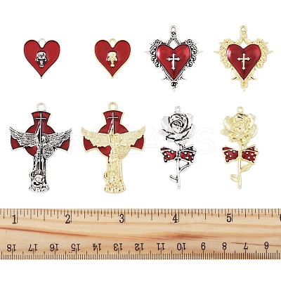 16Pcs 8 Styles Alloy Enamel Pendants FIND-FS0003-88-1