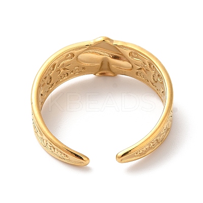 Ion Plating(IP) 304 Stainless Steel Mushroom Open Cuff Ring for Women RJEW-K245-29G-1