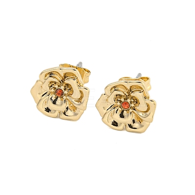 Brass Micro Pave Cubic Zirconia Ear Studs EJEW-P283-01G-01-1