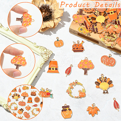 56Pcs 14 Styles Thanksgiving Day Theme Alloy Enamel Pendants ENAM-SC0006-80-1