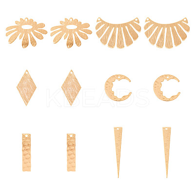 12Pcs 6 Styles Rack Plating Brass Pendants KK-TA0001-56-1