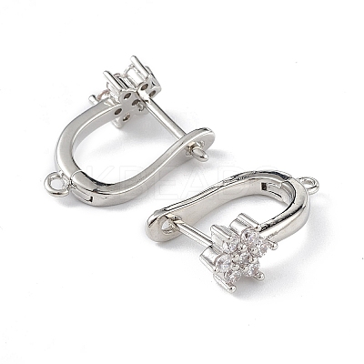 Brass Flower Hoop Earring Findings ZIRC-L097-054P-1