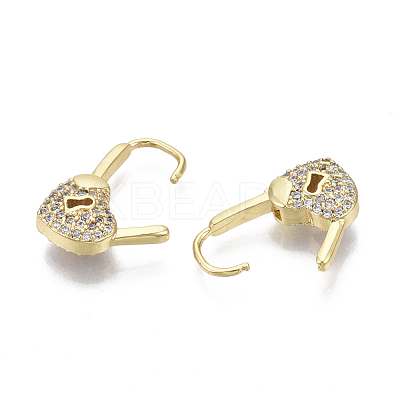 Brass Micro Pave Clear Cubic Zirconia Huggie Hoop Earrings EJEW-R114-009-NF-1
