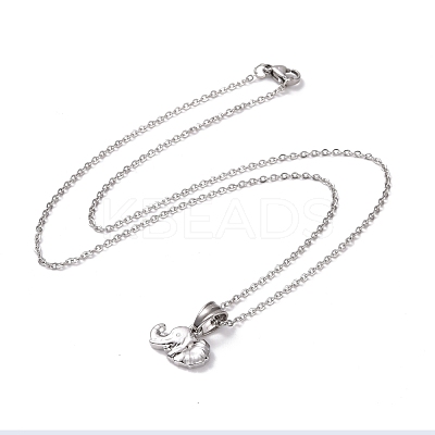 Non-Tarnish 304 Stainless Steel Elephant Pendant Necklace for Women STAS-E154-26P-1
