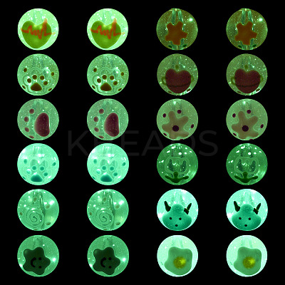 22Pcs 11 Styles Transparent Hand Painting Acrylic Beads OACR-TA0001-29-1