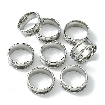 201 Stainless Steel Grooved Finger Ring Settings STAS-TAC0001-10A-P-1