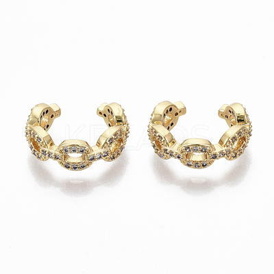 Brass Cubic Zirconia Cuff Earrings EJEW-R114-008G-NF-1