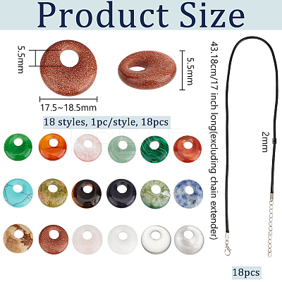 DIY Natural & Synthetic Mixed Gemstone Pi Disc Pendant Necklaces Making Kit DIY-OC0012-07-1