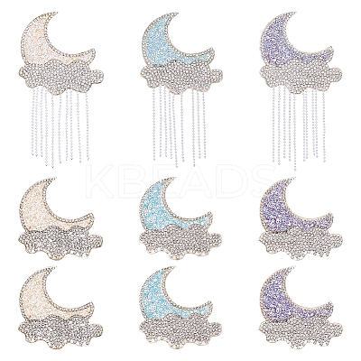 9Pcs Gleit & Rhinestone Embroider Self-adhesion Thread Iron on/Sew On Patches PATC-FG0003-57-1