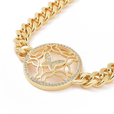 Clear Cubic Zirconia Butterfly Link Bracelet BJEW-B068-06-1