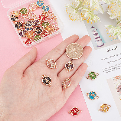 32Pcs 8 Colors Glass connector Charms GLAA-PH0002-22-1