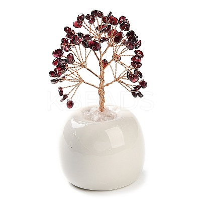 Natural Garnet Chips Tree of Life Decorations DJEW-C016-02D-1