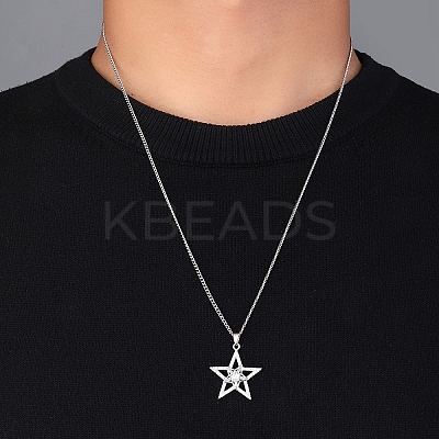 Brass Micro Pave Clear Cubic Zirconia Pendant Necklaces NJEW-M211-02A-P-1