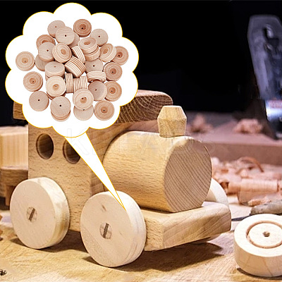 36Pcs Unfinished Wood Wheels Toys AJEW-DR0001-53-1