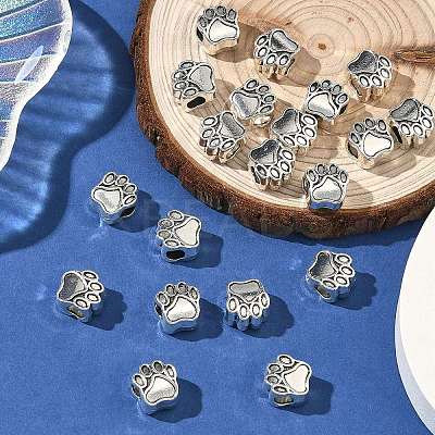 Tibetan Style Zinc Alloy Dog Paw Prints European Beads LS-X-MPDL-R038-008AS-RS-1