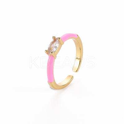 Brass Enamel Cuff Rings RJEW-T016-29E-NF-1