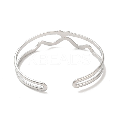 Non-Tarnish 304 Stainless Steel Heart Wave Cuff Bangles BJEW-L682-028P-1