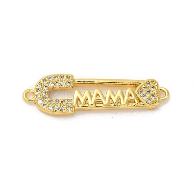 Rack Plating Brass Micro Pave Clear Cubic Zirconia Connector Charms KK-K377-32G-1
