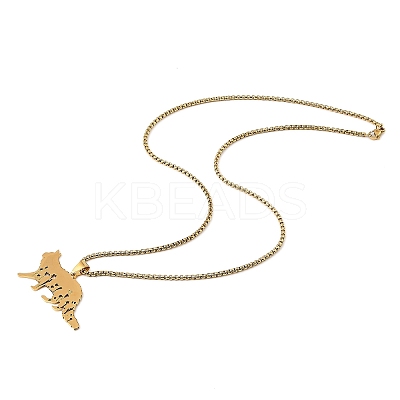 201 Stainless Steel Hollow Cat Shaped Pendant Box Chain Necklaces NJEW-M086-06G-1