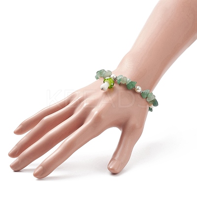 4Pcs 4 Style Natural & Synthetic Mixed Gemstone Chips & Glass Pearl Beaded Stretch Bracelets Set BJEW-TA00207-1