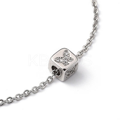 Brass Micro Pave Clear Cubic Zirconia Charms Bracelets BJEW-JB05400-02-1
