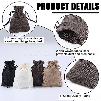 4 Colors Polyester Imitation Burlap Packing Pouches Drawstring Bags ABAG-BBC0001-04A-1