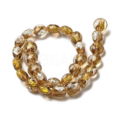 Handmade Gold Foil and Silver Foil Lampwork Flat Round Beads FOIL-C001-02E-1