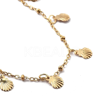 Summer Beach 304 Stainless Steel Shell Shaped Charm Anklets for Women AJEW-AN00658-1
