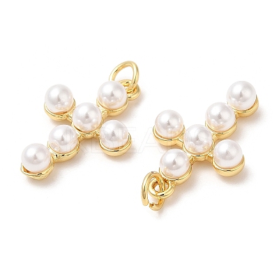 Brass Plastic Imitation Pearls Pendants KK-Q775-23G-1