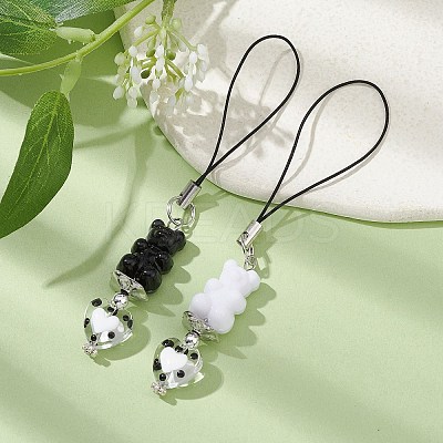 2Pcs 2 Colors Opaque Bear Acrylic Mobile Straps HJEW-JM01289-1