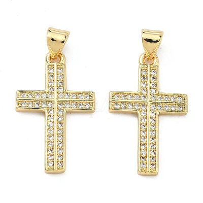 Brass Micro Pave Cubic Zirconia Pendants KK-A282-02A-G-1