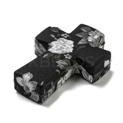 Cross with Flower Silicone Focal Beads X-SIL-G006-02G-1