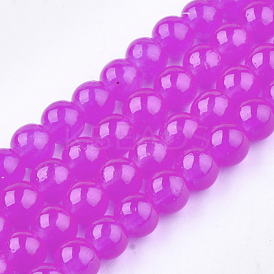 Baking Paint Imitation Jade Glass Round Bead Strands X-DGLA-Q021-6mm-04-1