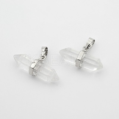 Natural Quartz Crystal Double Terminated Pointed Pendants G-F177-01-1