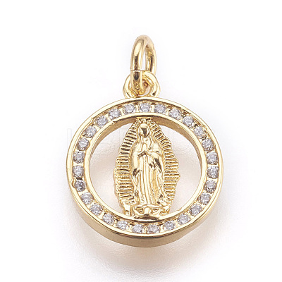 Brass Micro Pave Cubic Zirconia Pendants ZIRC-E152-14G-RS-1